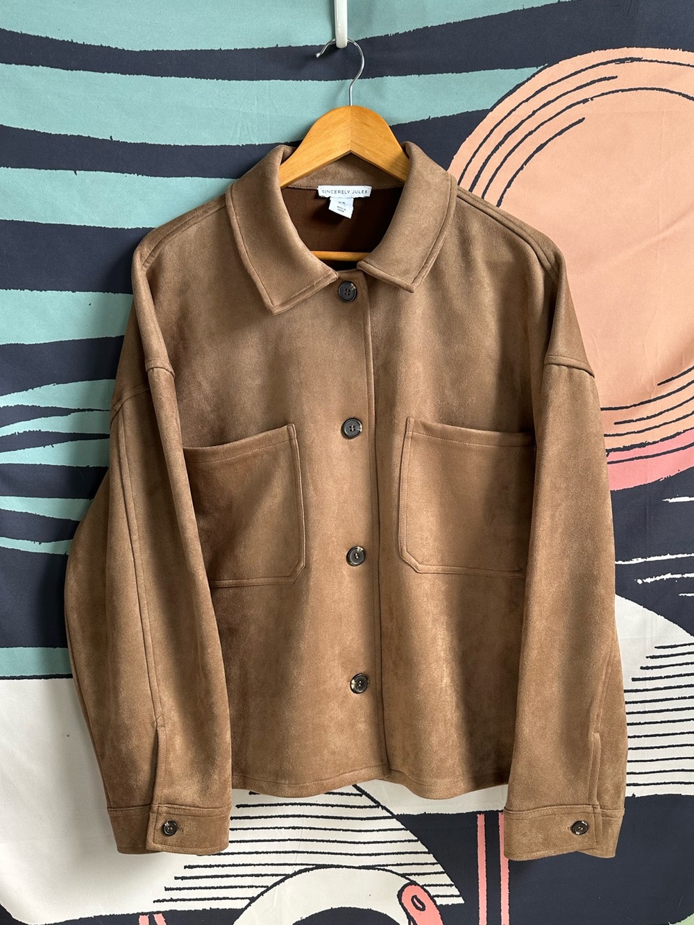 Sincerely Jules Cropped Suede Button-Up Brown Jacket size XL